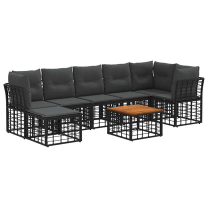 Set di divani da esterno 8 pz Nero e Grigio scuro Poliestere