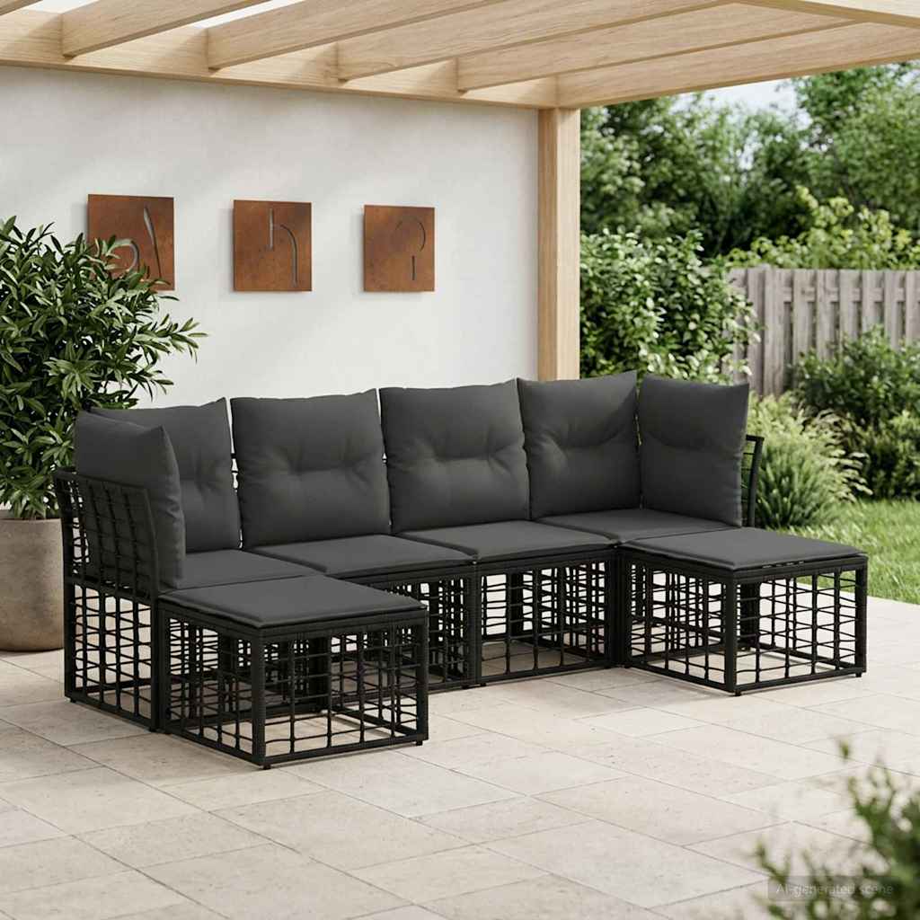 Set di divani da esterno Nero Poliestere | homemem39