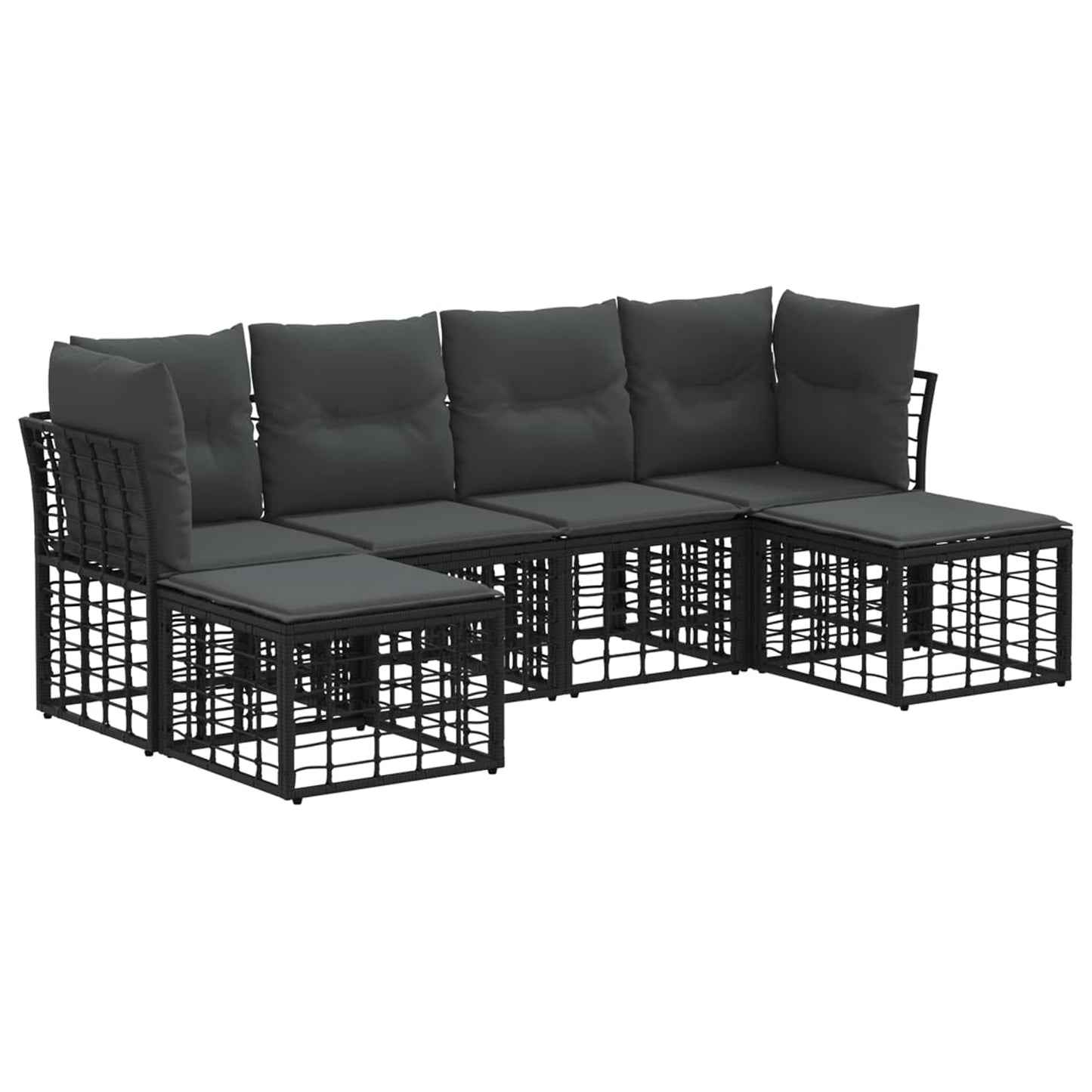 Set di divani da esterno Nero Poliestere