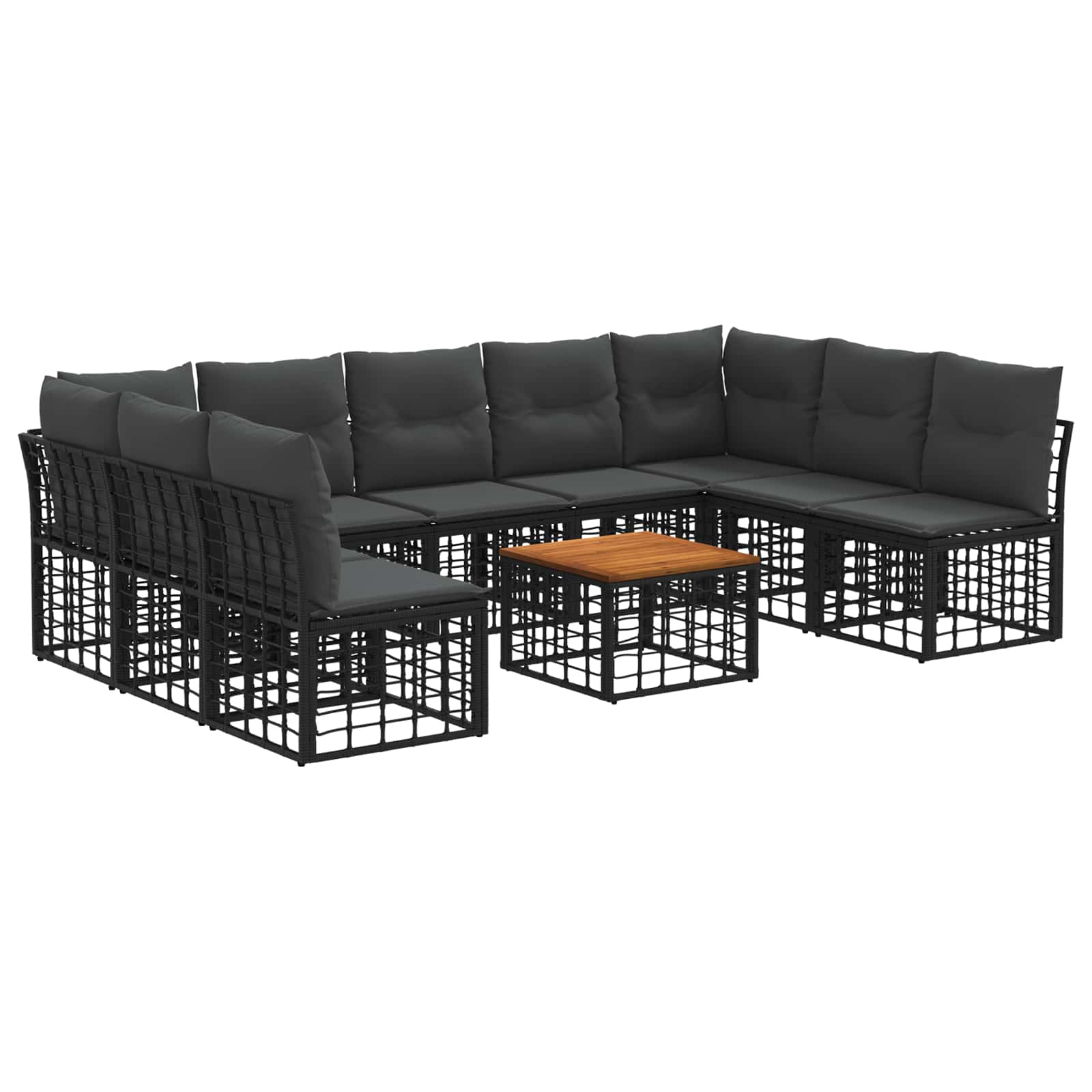 Set di divani da esterno 10 pcs Nero e Grigio scuro Poliestere | homemem39