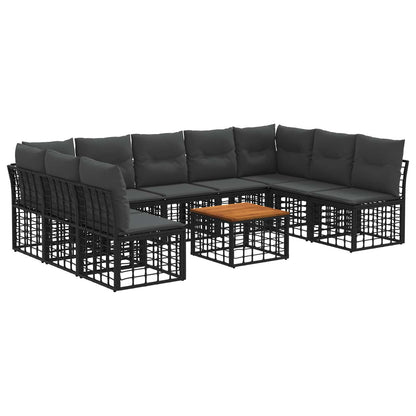 Set di divani da esterno 10 pcs Nero e Grigio scuro Poliestere | homemem39