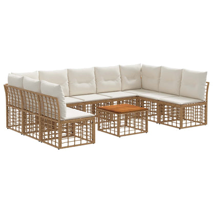 Set di divani da esterno 10 pcs Naturale e Bianco Crema | homemem39