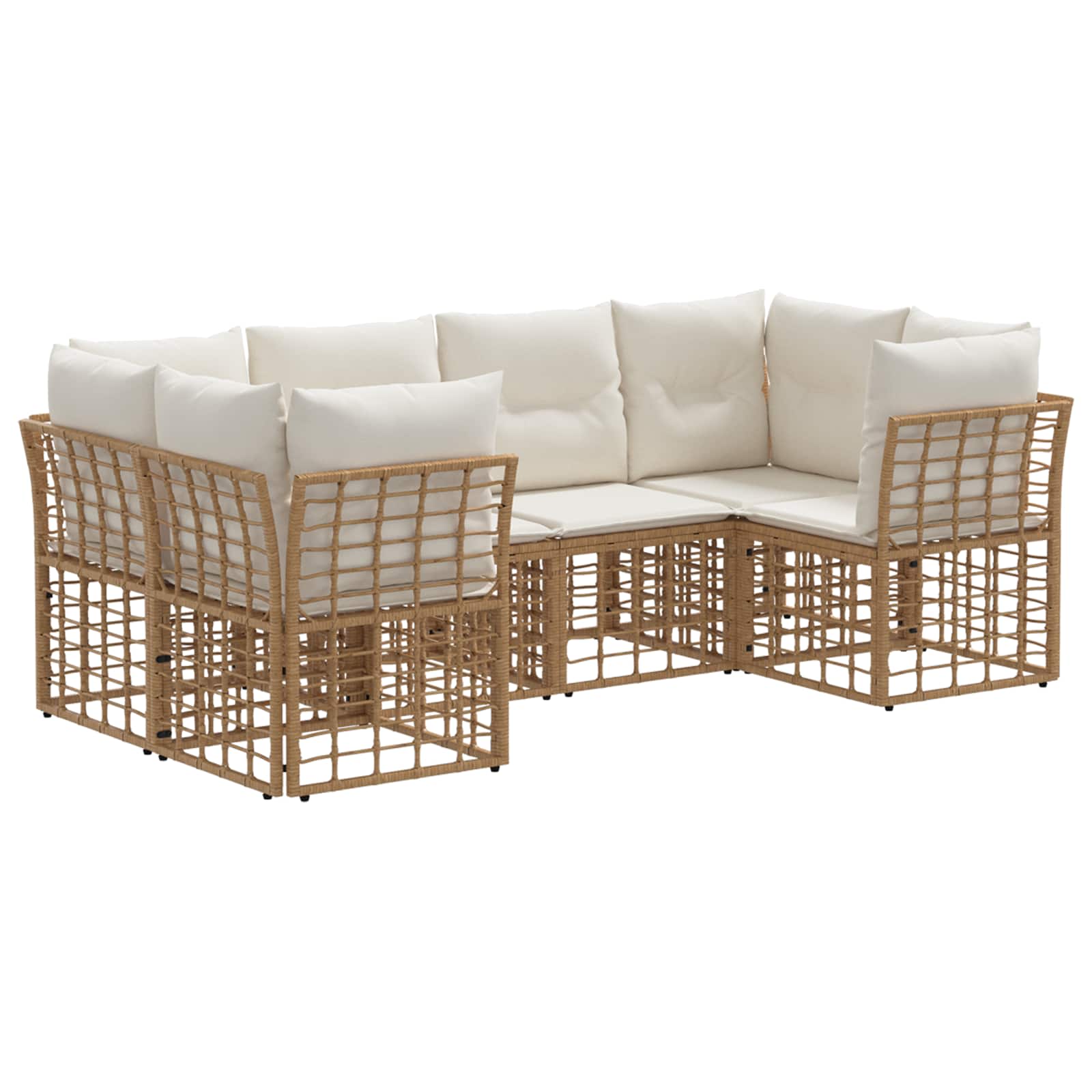 Set di divani da esterno con cuscino 6 pcs Naturale Poliestere | homemem39