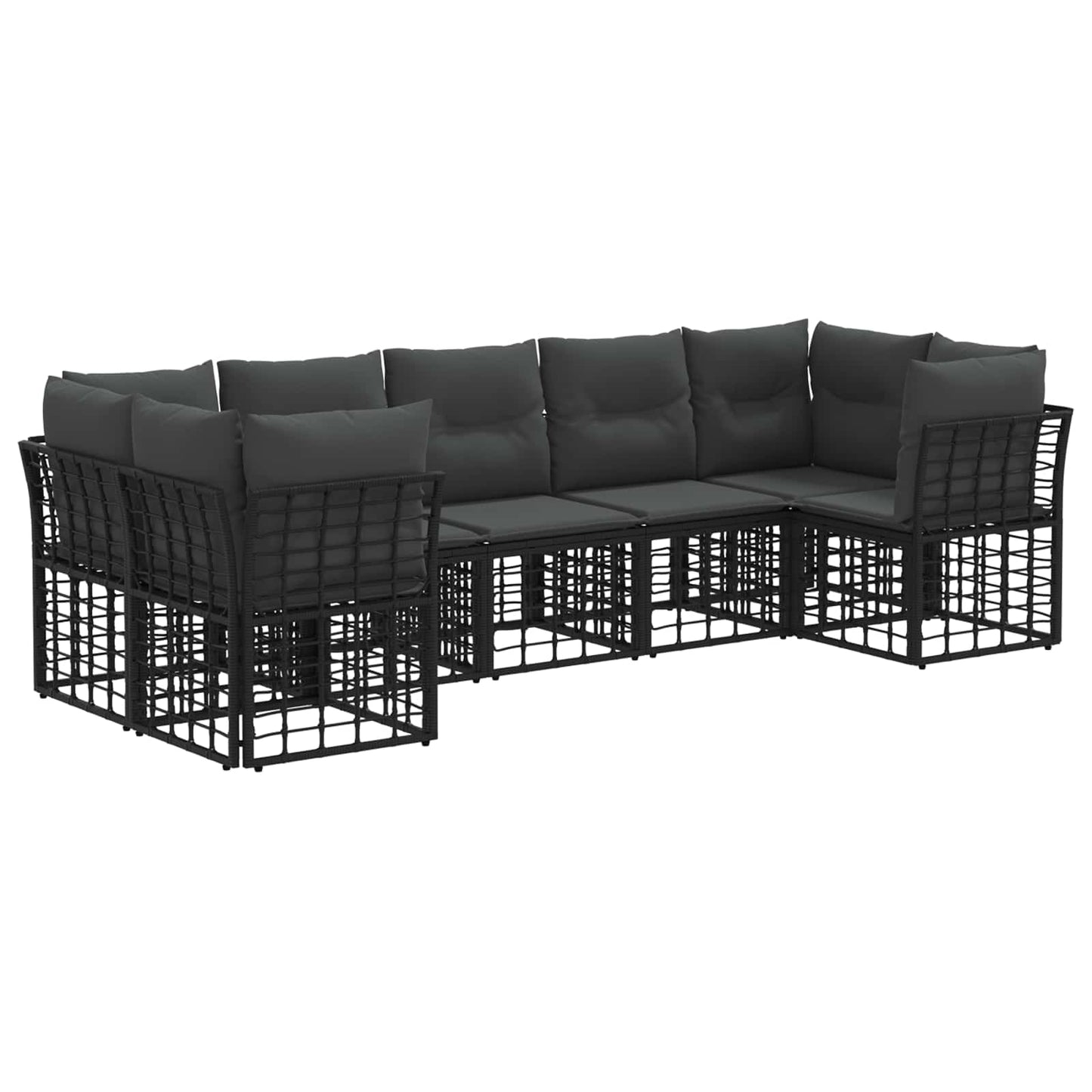 Set di divani da esterno 7 pcs Nero e Grigio scuro Poliestere | homemem39