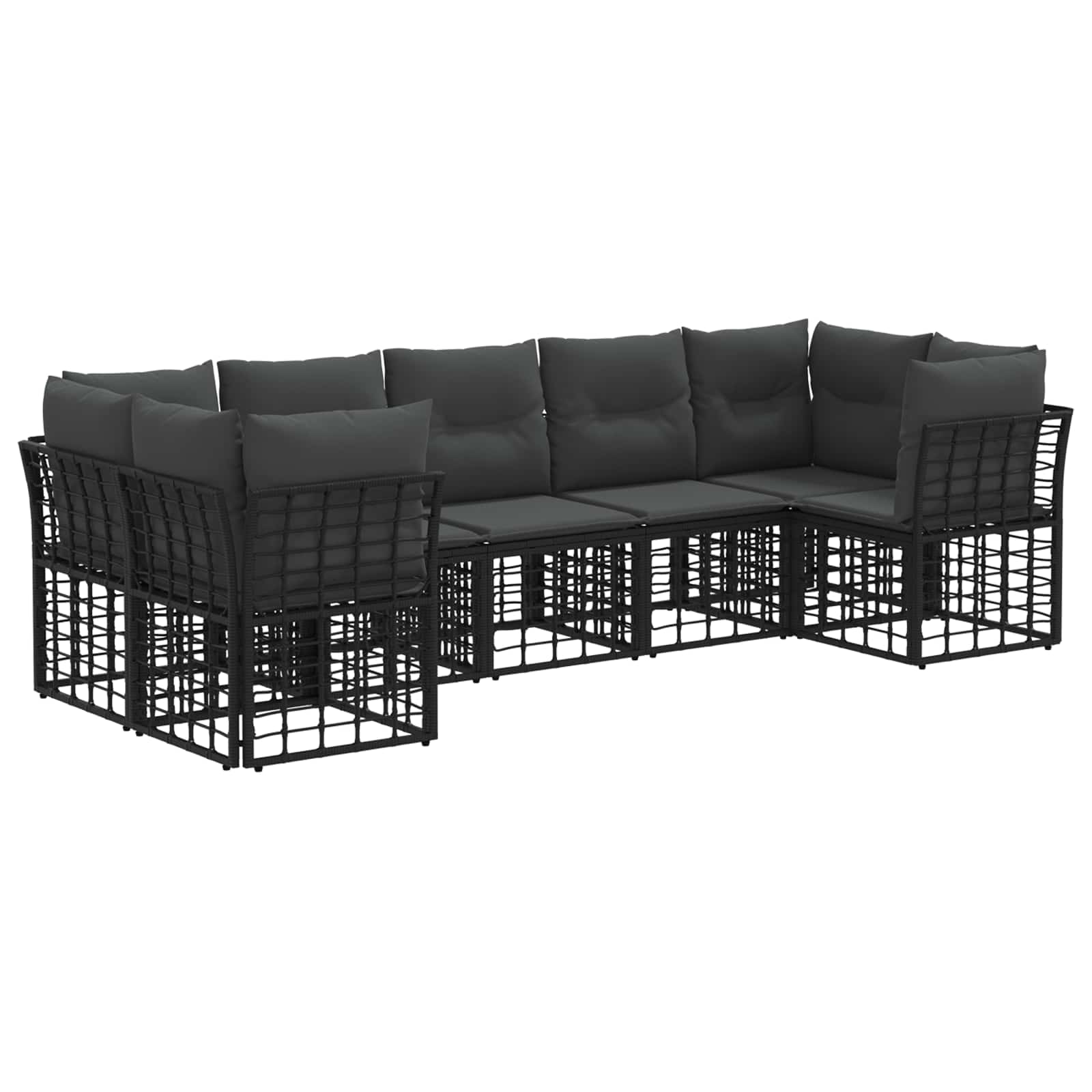 Set di divani da esterno 7 pcs Nero e Grigio scuro Poliestere | homemem39