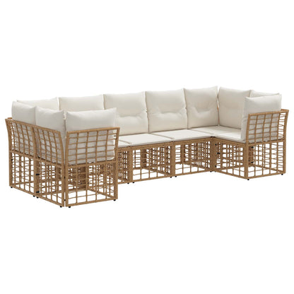 Set di divani da esterno 7 pcs Naturale e Bianco Crema | homemem39