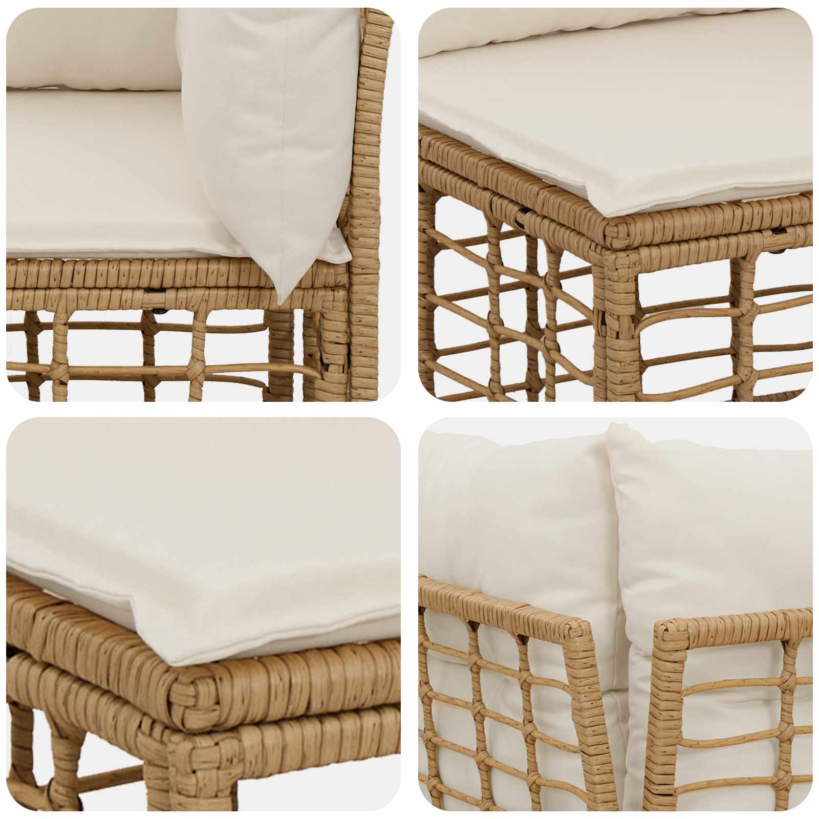 Set di divani da esterno Naturale e Bianco Crema Poliestere | homemem39