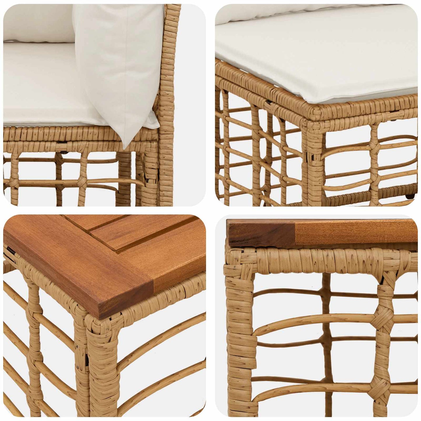Set di divani da esterno 10 pcs Naturale e Bianco Crema | homemem39