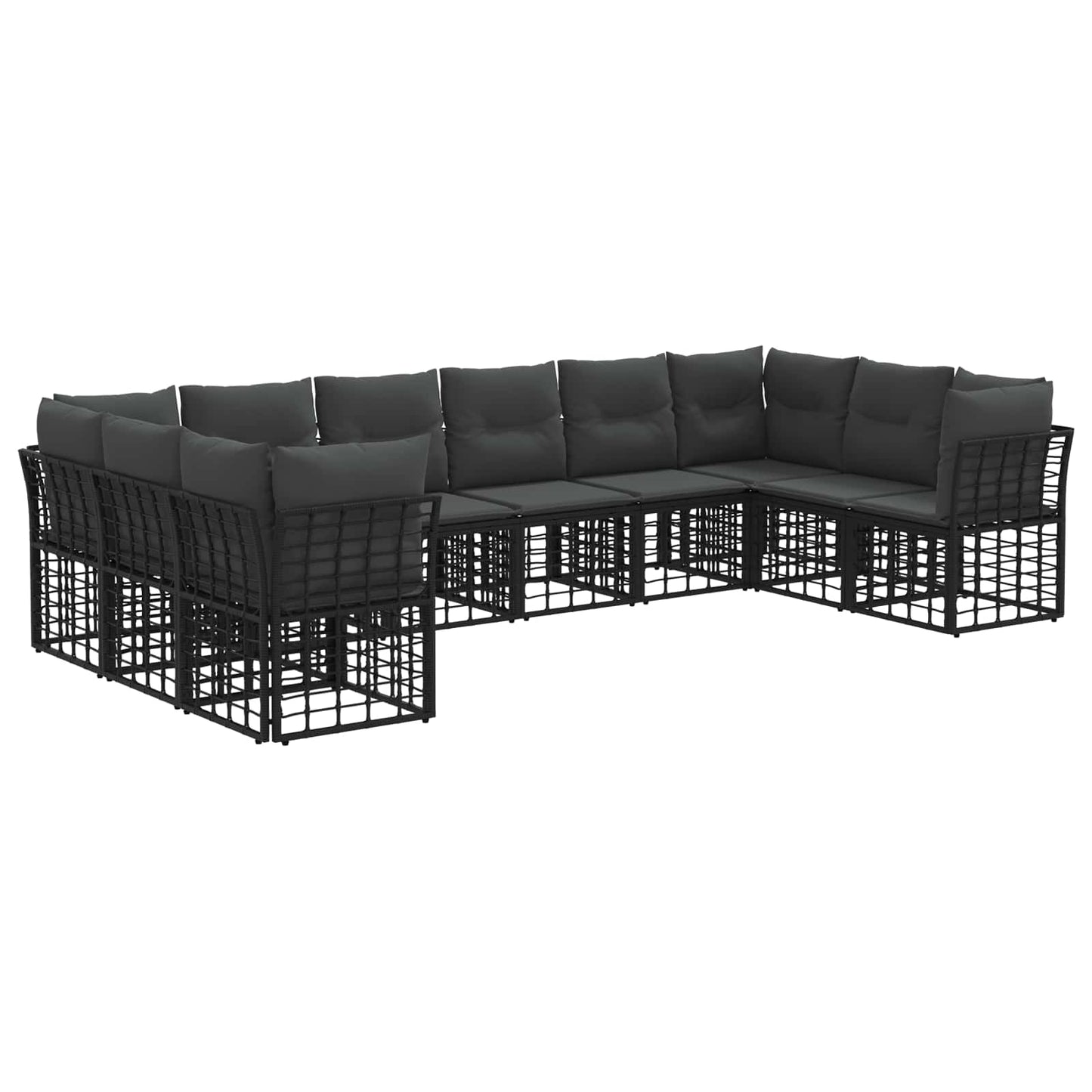 Set di divani da esterno Nero e Grigio scuro Poliestere | homemem39