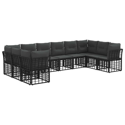 Set di divani da esterno Nero e Grigio scuro Poliestere | homemem39