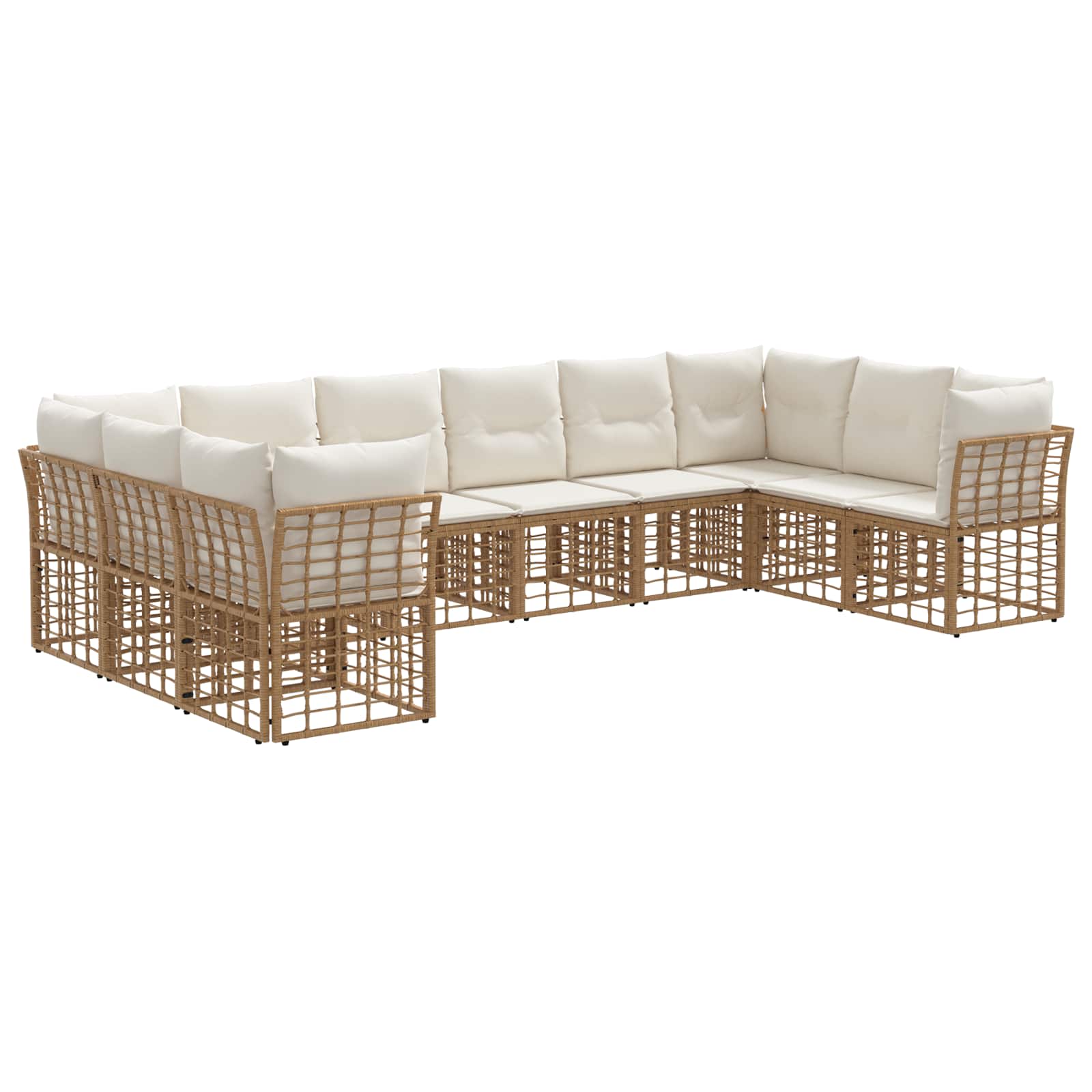 Set di divani da esterno Naturale e Bianco Crema Poliestere | homemem39