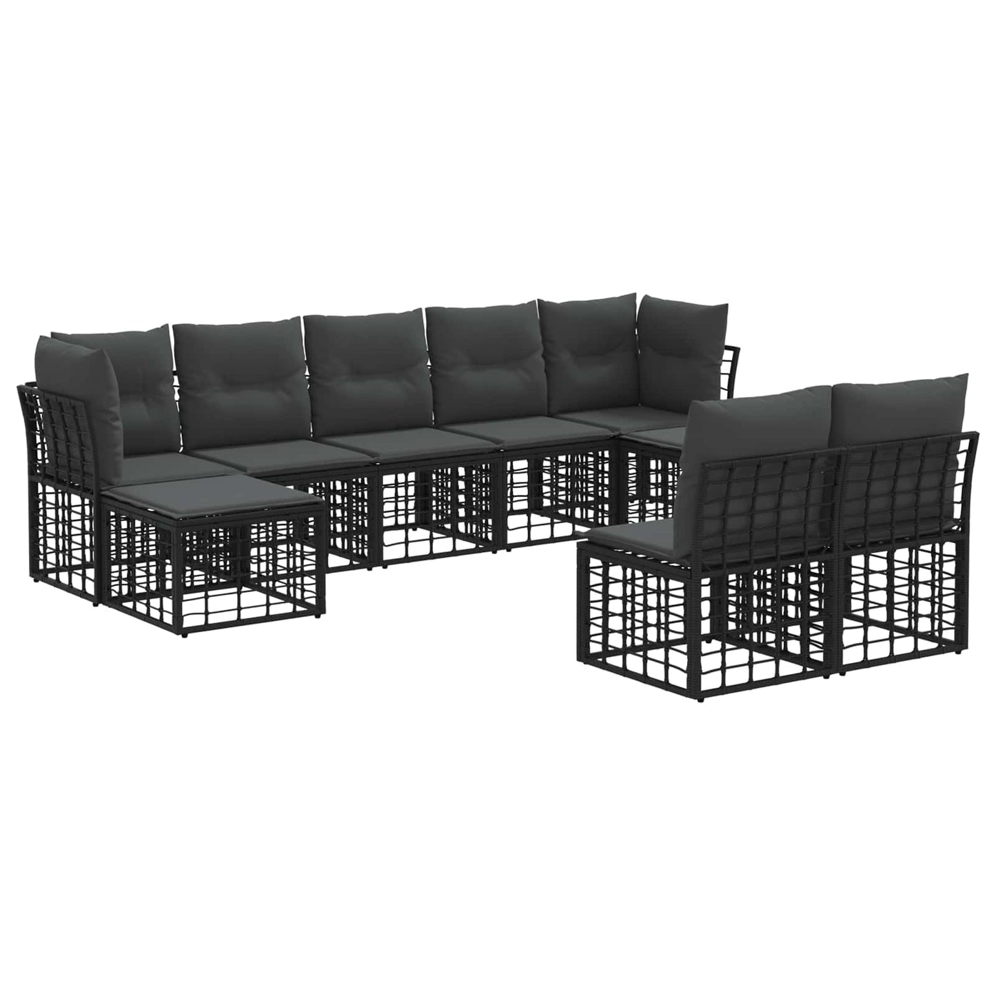 Set di divani da esterno Nero e Grigio scuro Poliestere | homemem39