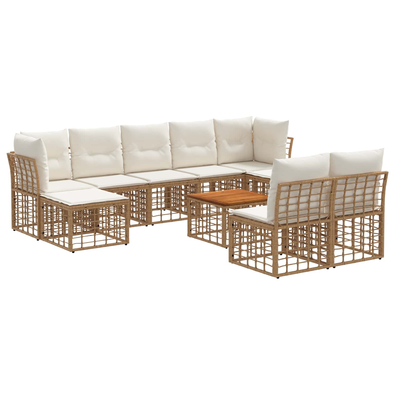 Set di divani da esterno 10 pcs Naturale e Bianco Crema | homemem39