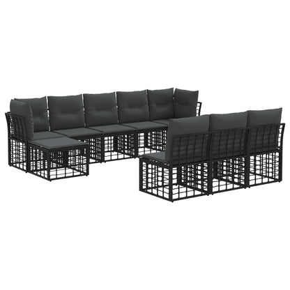 Set di divani da esterno Nero e Grigio scuro Poliestere | homemem39