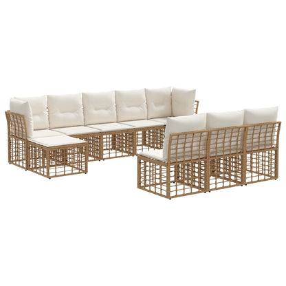 Set di divani da esterno Naturale e Bianco Crema Poliestere | homemem39