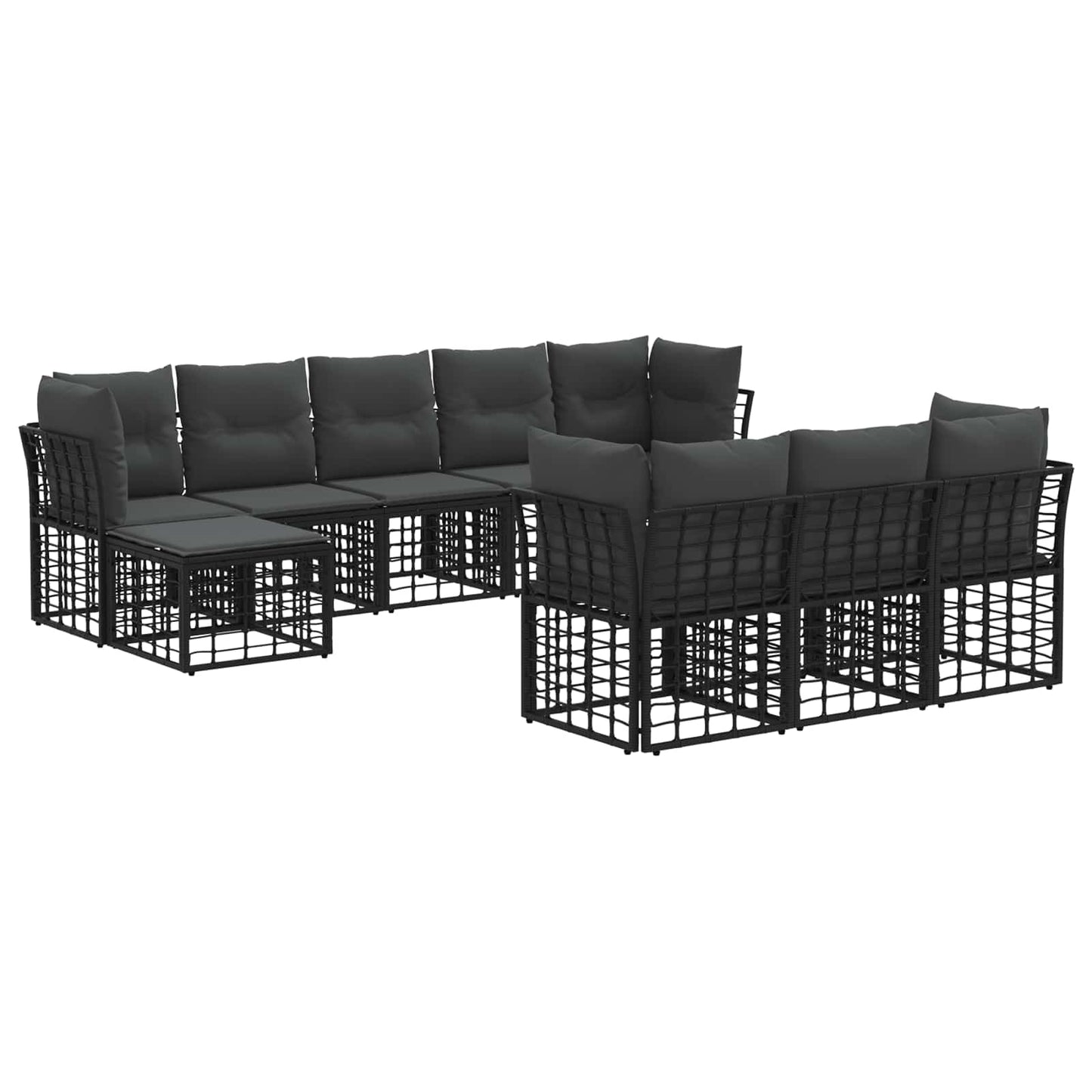 Set di divani da esterno Nero e Grigio scuro Poliestere | homemem39