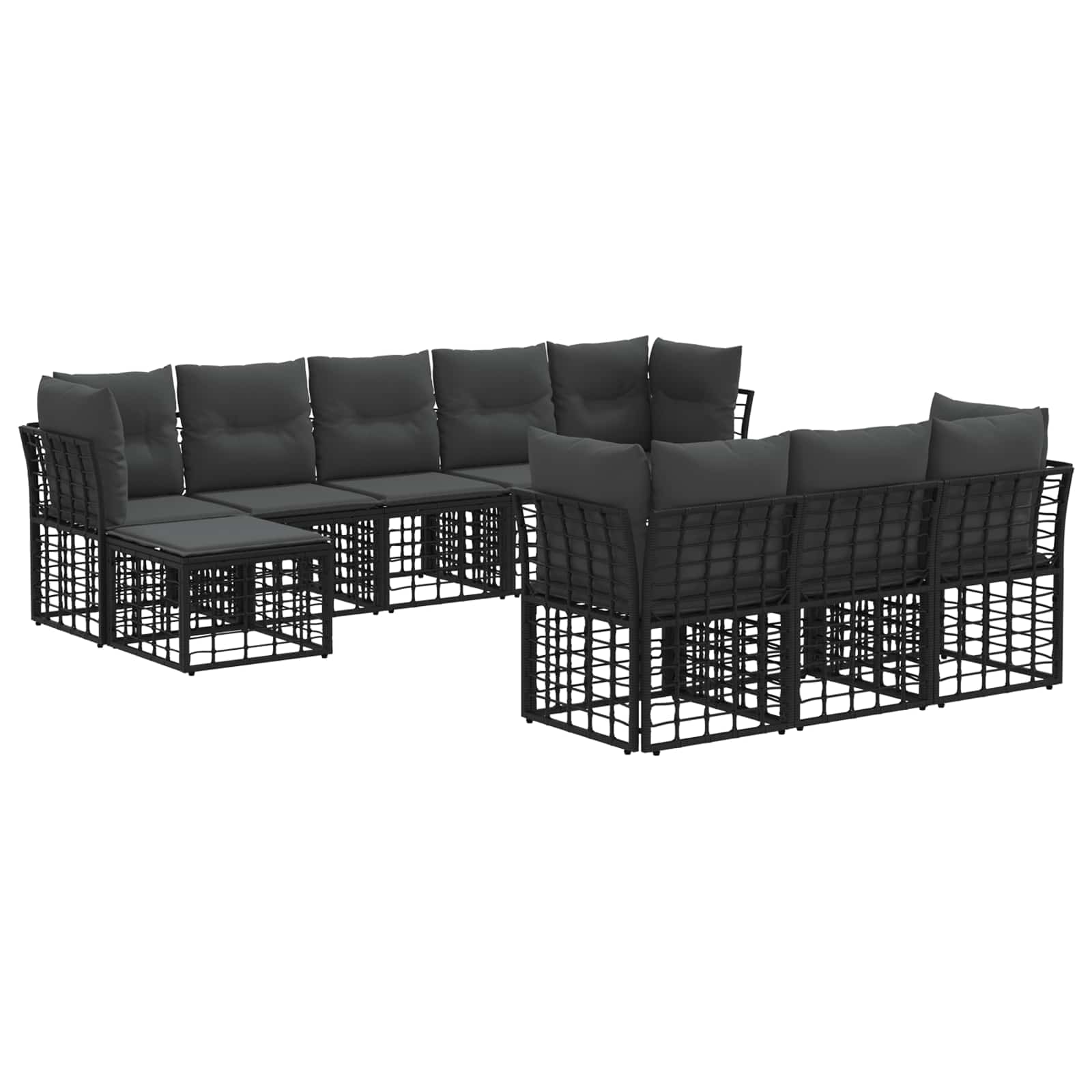 Set di divani da esterno Nero e Grigio scuro Poliestere | homemem39