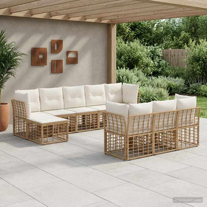 Set di divani da esterno Naturale e Bianco Crema Poliestere | homemem39