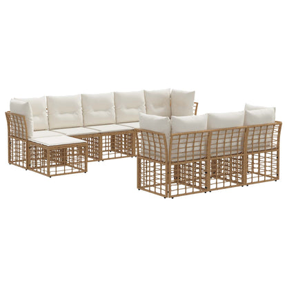 Set di divani da esterno Naturale e Bianco Crema Poliestere