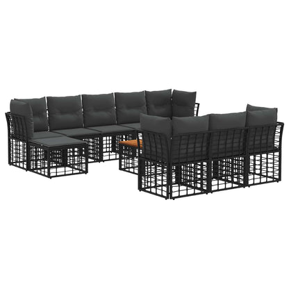 Set di divani da esterno 11 pcs Nero e Grigio scuro Poliestere | homemem39