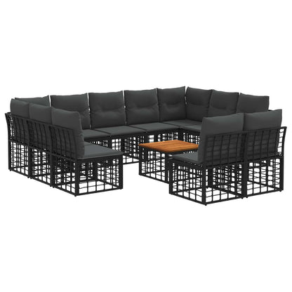 Set di divani da esterno 12 pcs Nero e Grigio scuro Poliestere | homemem39