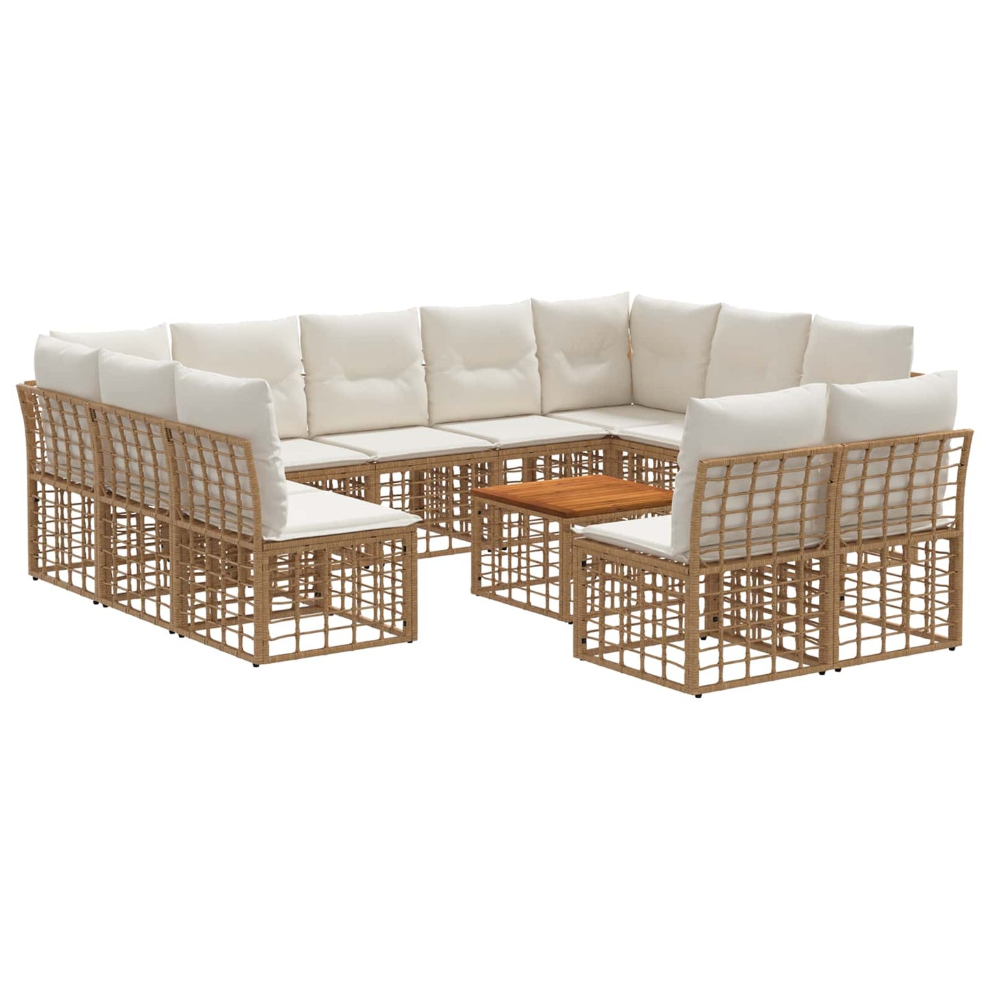Set di divani da esterno 12 pcs Naturale e Bianco Crema | homemem39