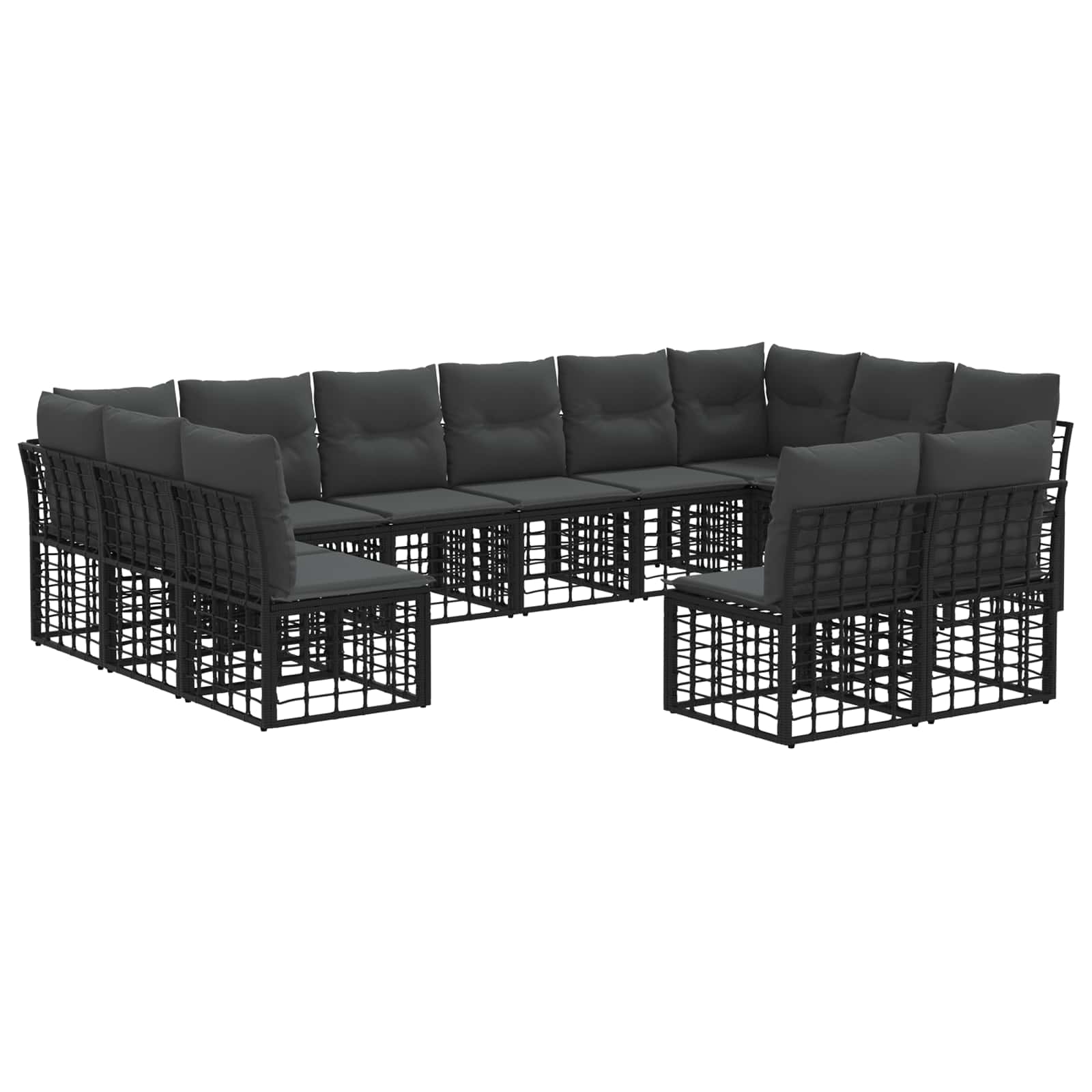 Set di divani da esterno Nero e Grigio scuro Poliestere | homemem39