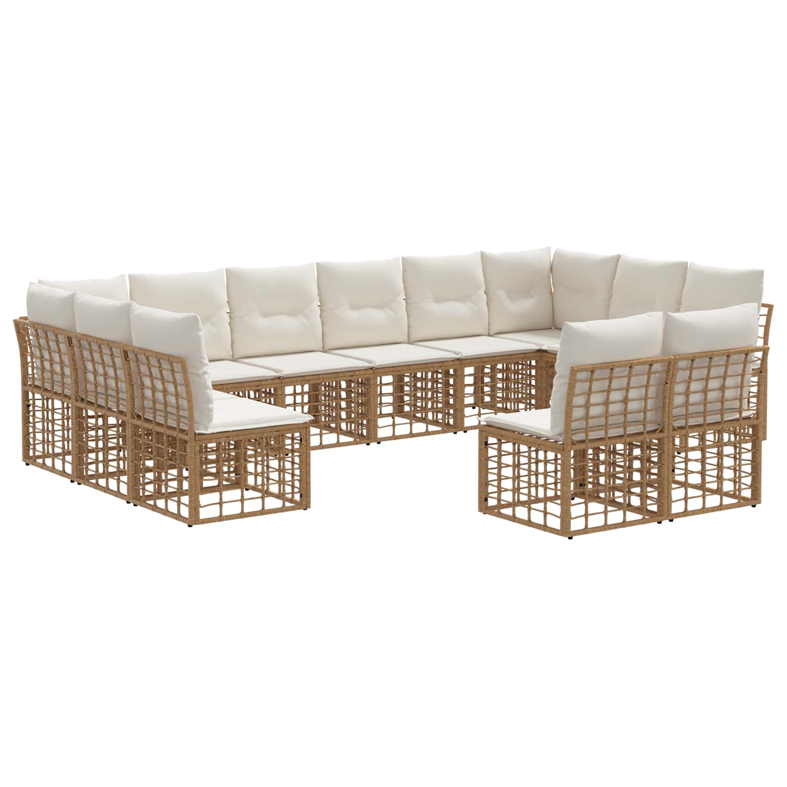Set di divani da esterno Naturale e Bianco Crema Poliestere | homemem39