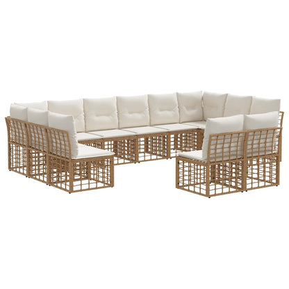 Set di divani da esterno Naturale e Bianco Crema Poliestere | homemem39