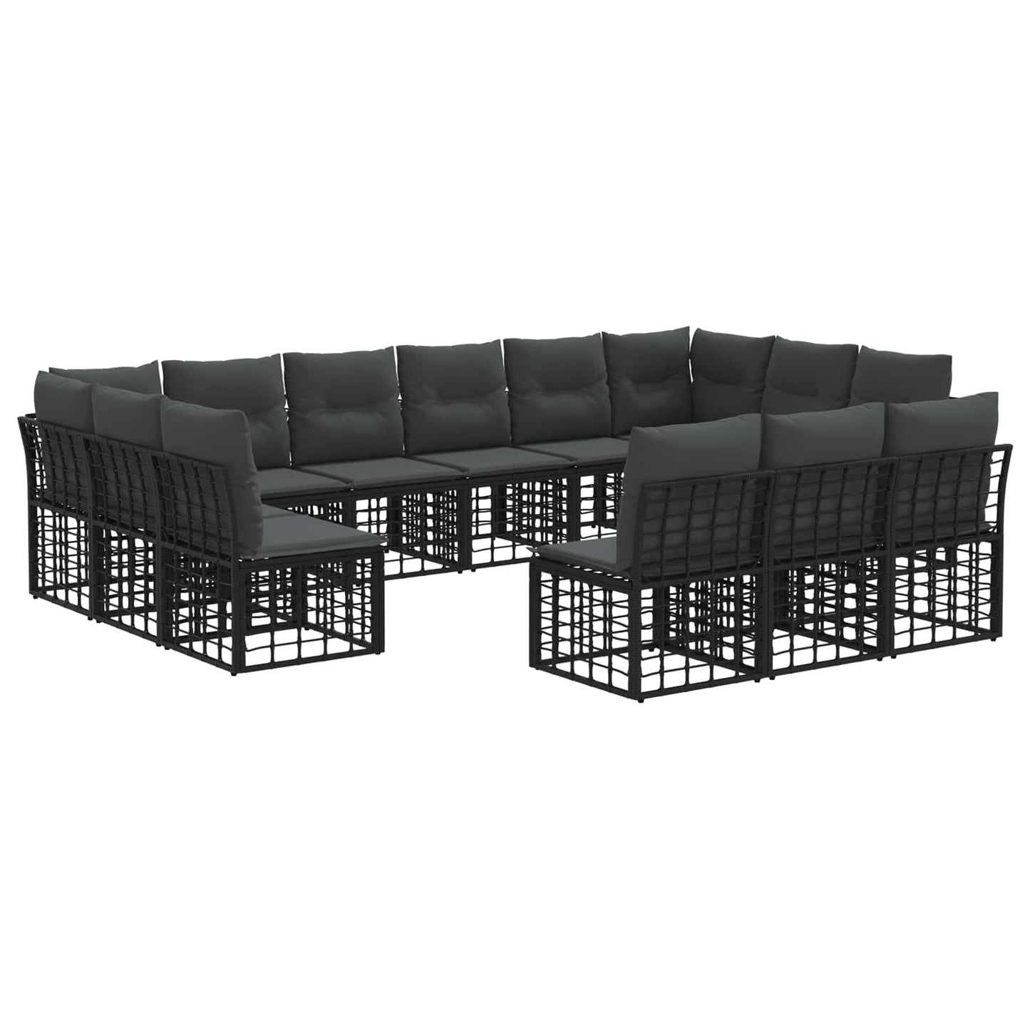 Set di divani da esterno Nero e Grigio scuro Poliestere | homemem39