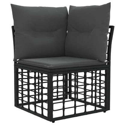 Set di divani da esterno 12 pz Nero e Grigio scuro Poliestere