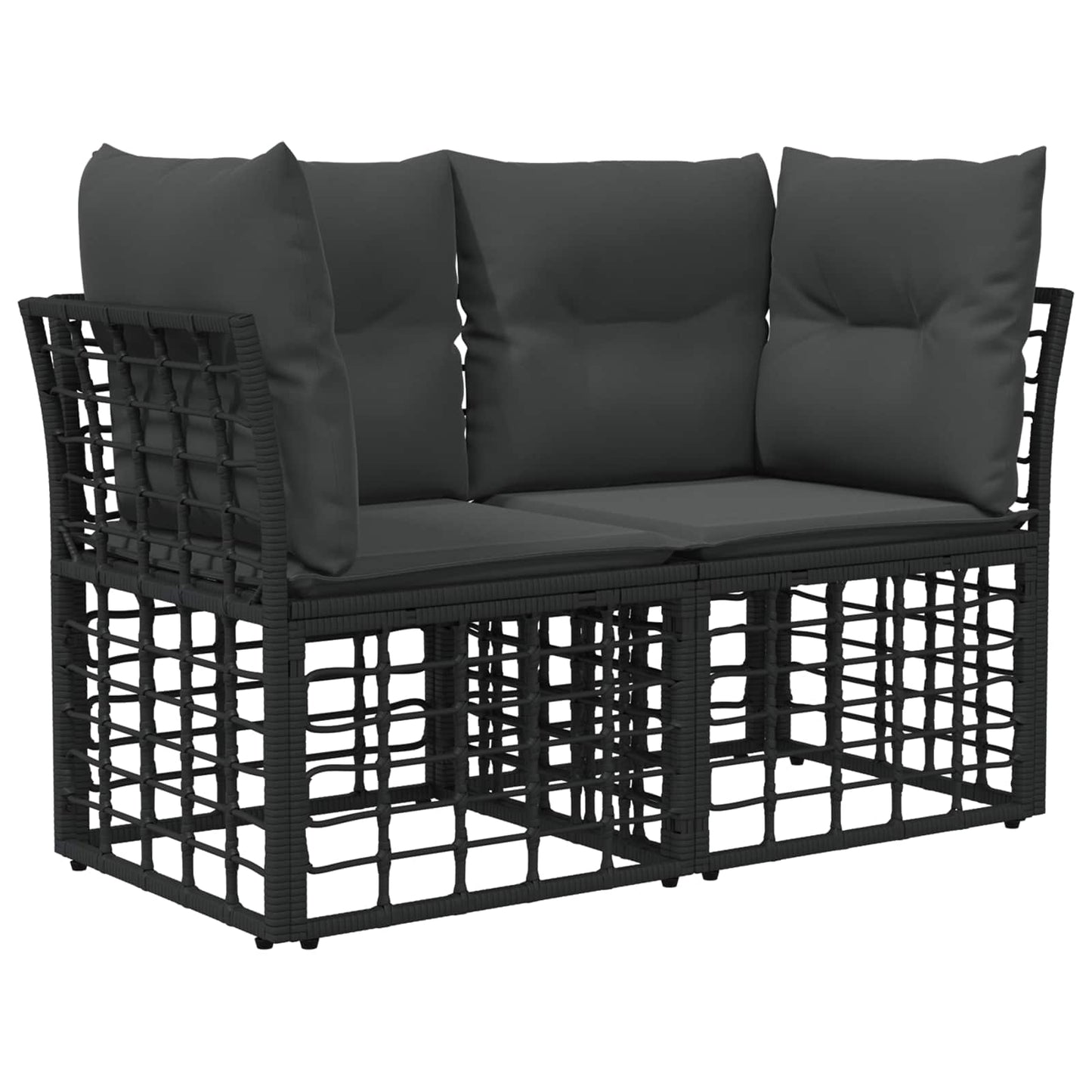 Set di divani da esterno 12 pz Nero e Grigio scuro Poliestere