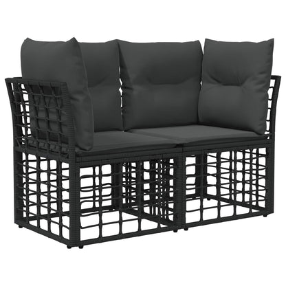 Set di divani da esterno 12 pz Nero e Grigio scuro Poliestere