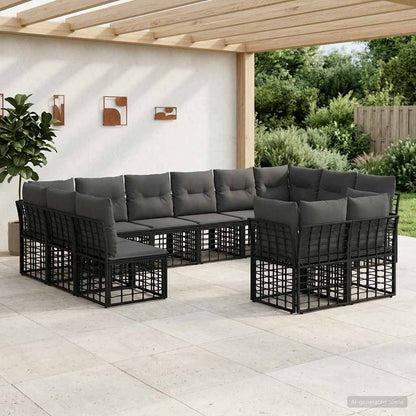 Set di divani da esterno Nero e Grigio scuro Poliestere | homemem39