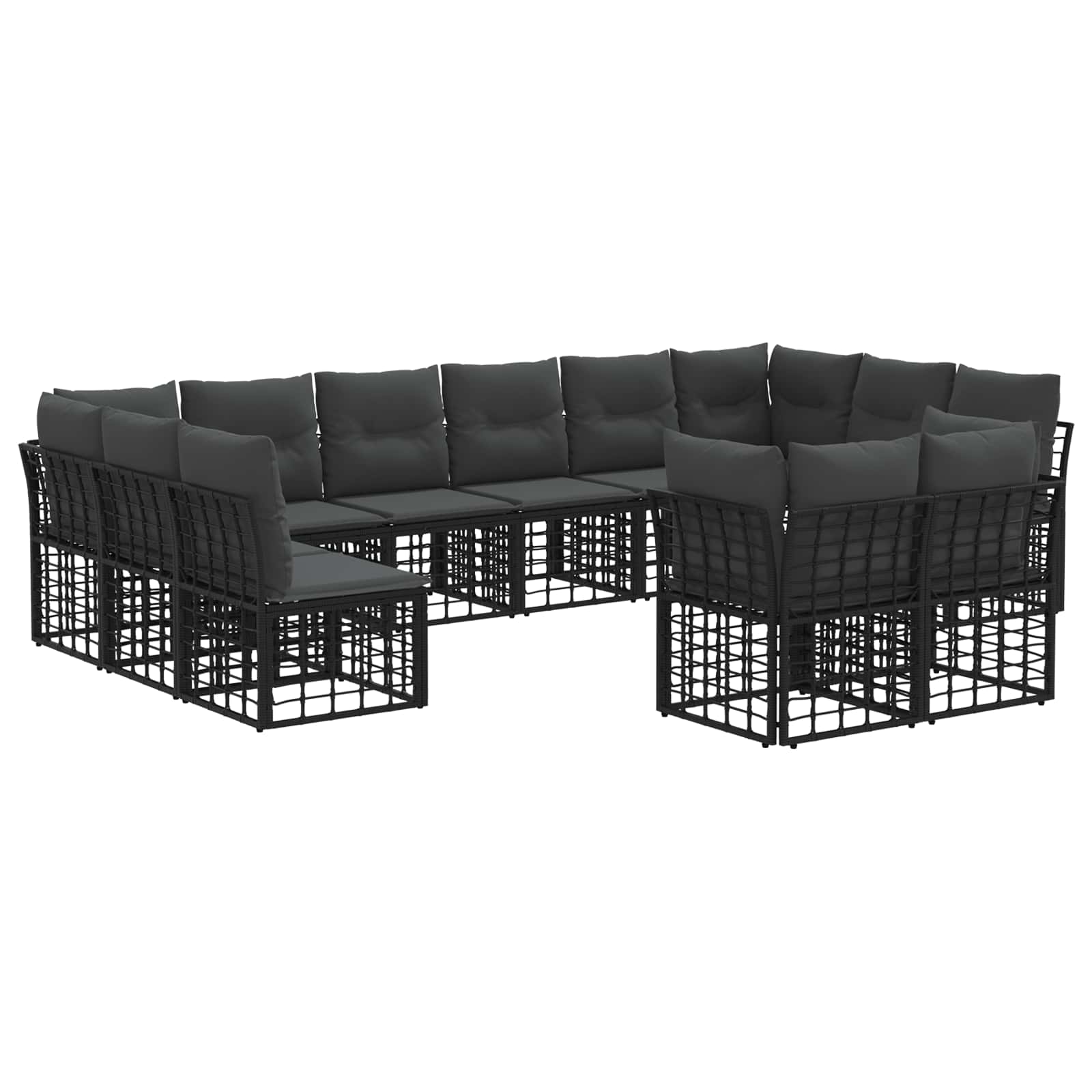 Set di divani da esterno Nero e Grigio scuro Poliestere | homemem39