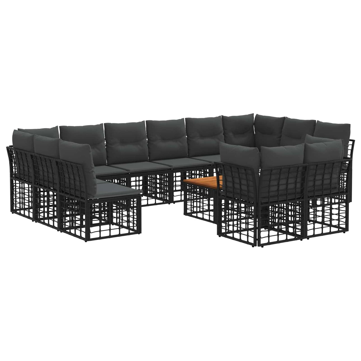 Set di divani da esterno 13 pcs Nero e Grigio scuro Poliestere | homemem39