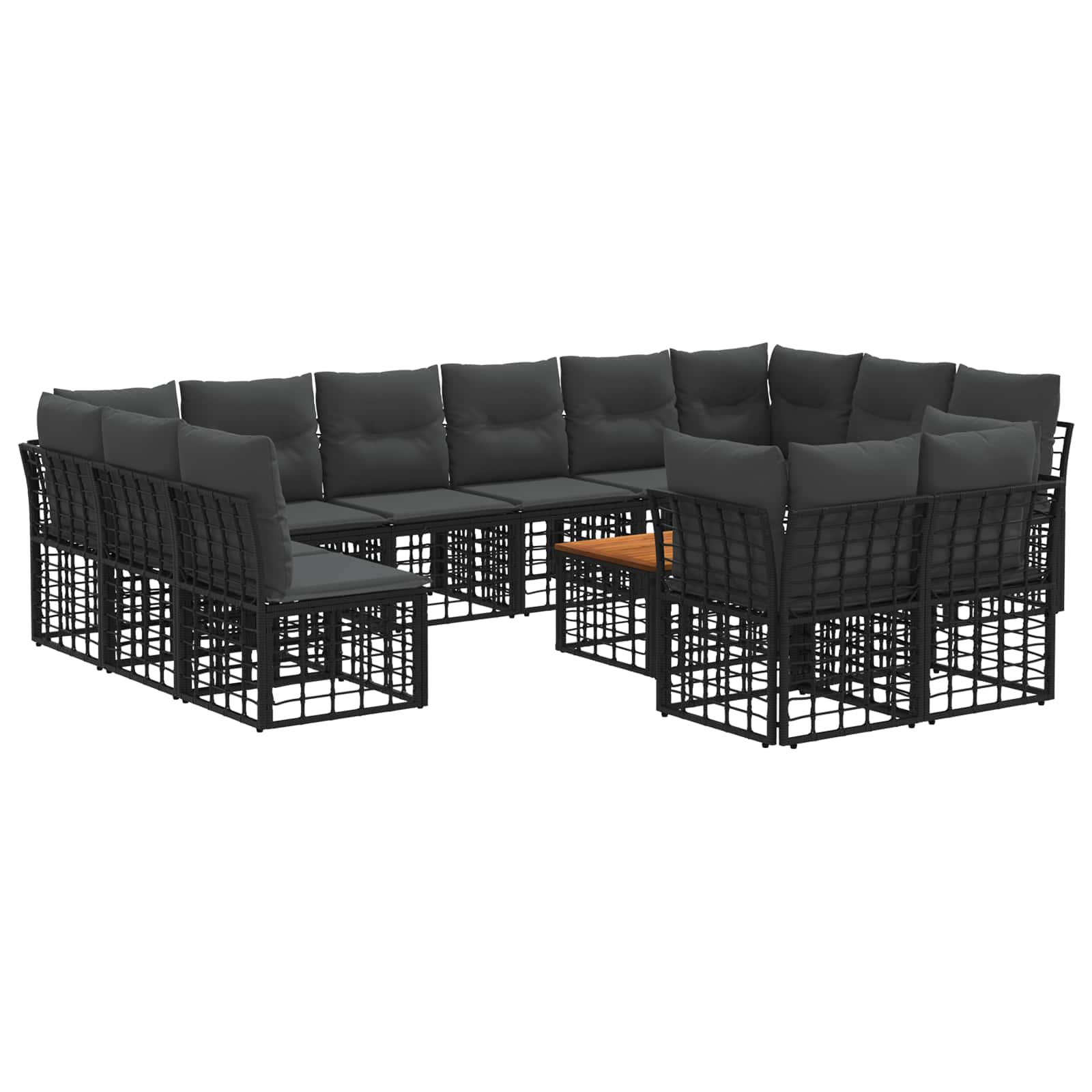 Set di divani da esterno 13 pcs Nero e Grigio scuro Poliestere | homemem39