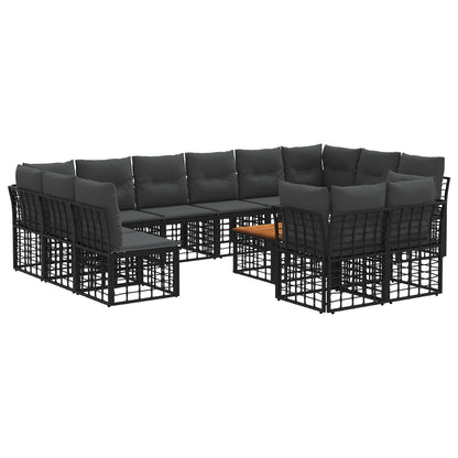 Set di divani da esterno 13 pcs Nero e Grigio scuro Poliestere | homemem39