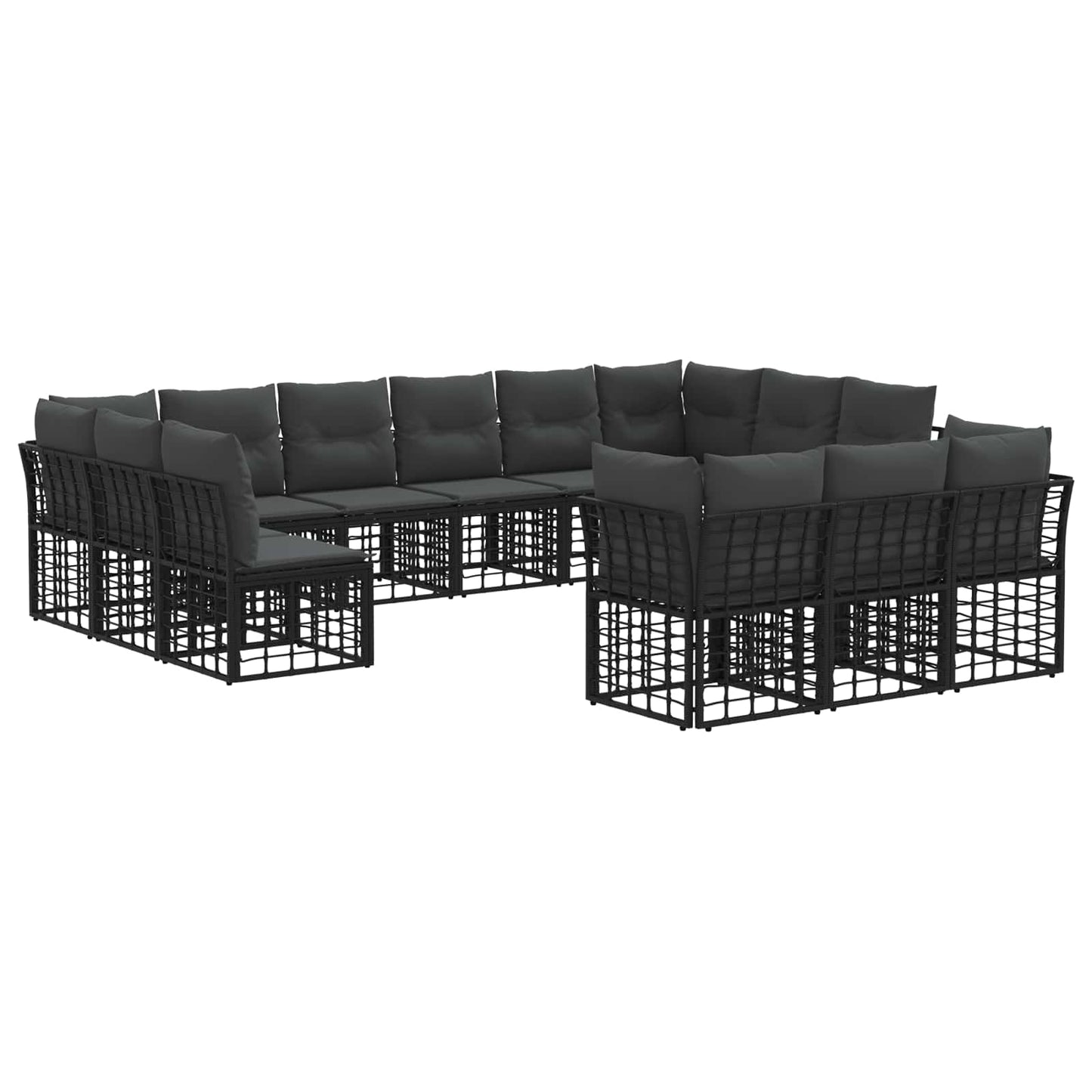Set di divani da esterno Nero e Grigio scuro Poliestere | homemem39