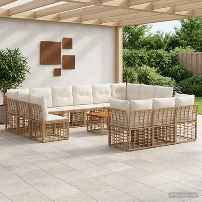 Set di divani da esterno 14 pcs Naturale e Bianco Crema | homemem39
