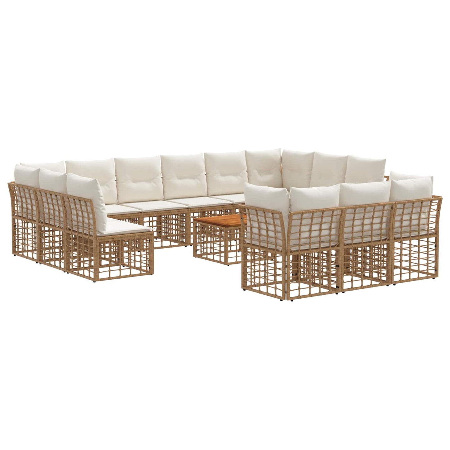 Set di divani da esterno 14 pcs Naturale e Bianco Crema | homemem39