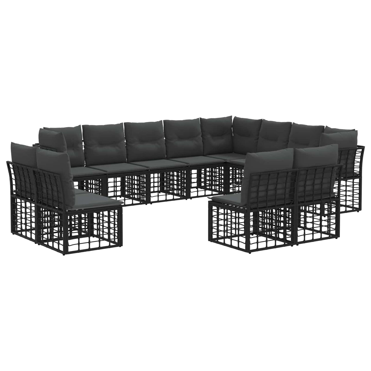 Set di divani da esterno Nero e Grigio scuro Poliestere | homemem39