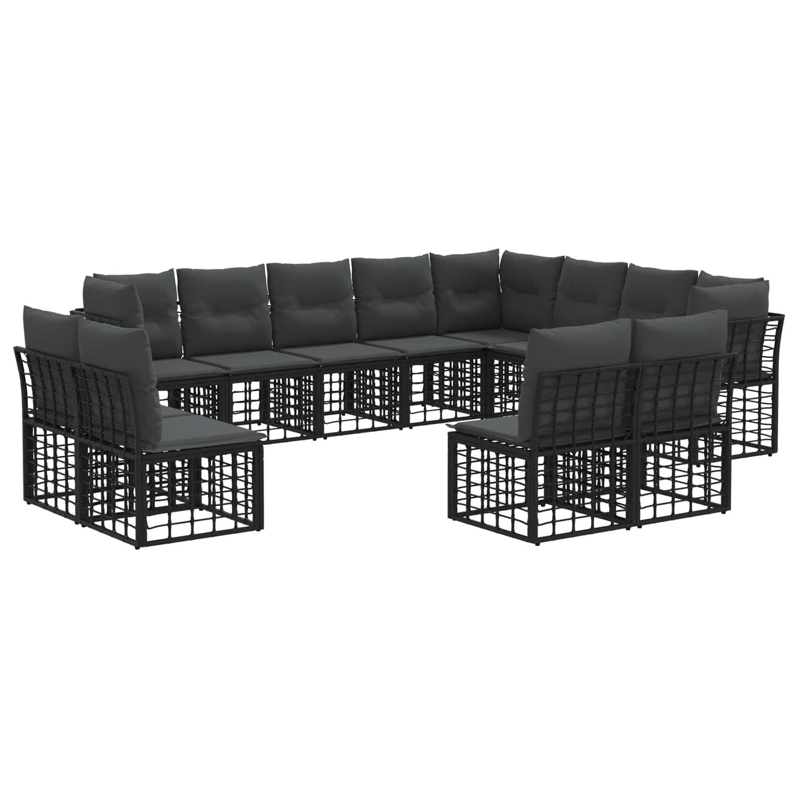 Set di divani da esterno Nero e Grigio scuro Poliestere | homemem39