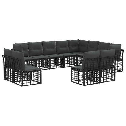 Set di divani da esterno Nero e Grigio scuro Poliestere | homemem39