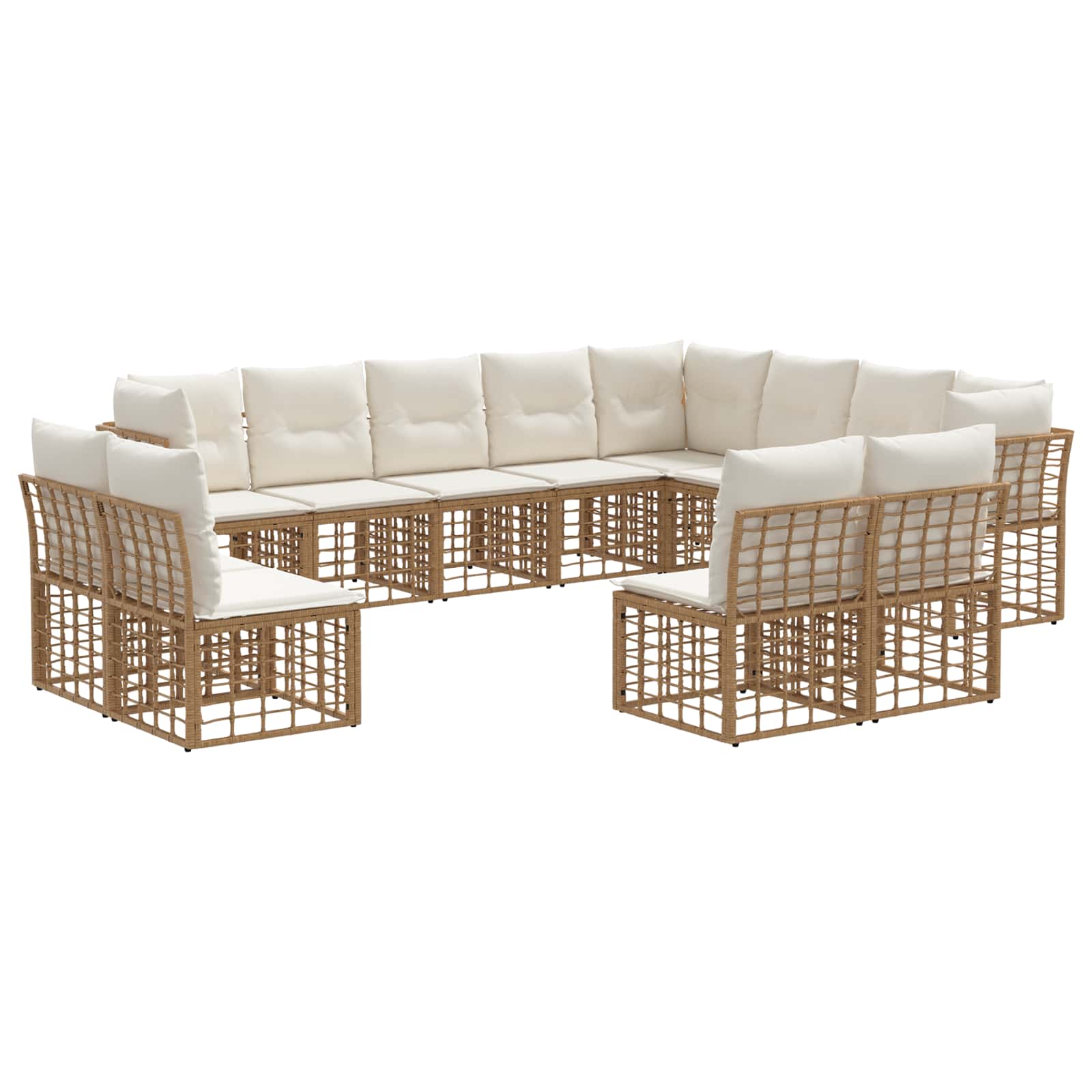 Set di divani da esterno Naturale e Bianco Crema Poliestere | homemem39