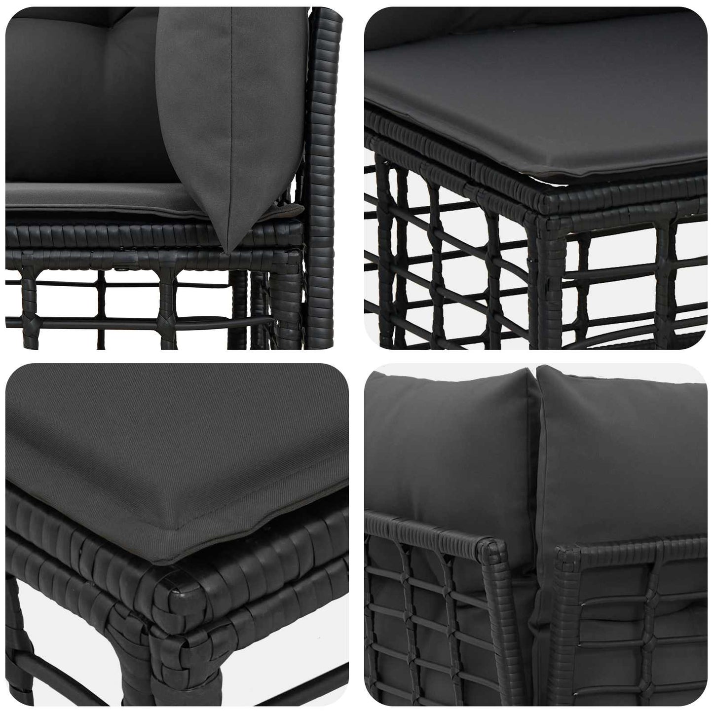Set di divani da esterno Nero e Grigio scuro Poliestere | homemem39