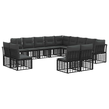 Set di divani da esterno Nero e Grigio scuro Poliestere