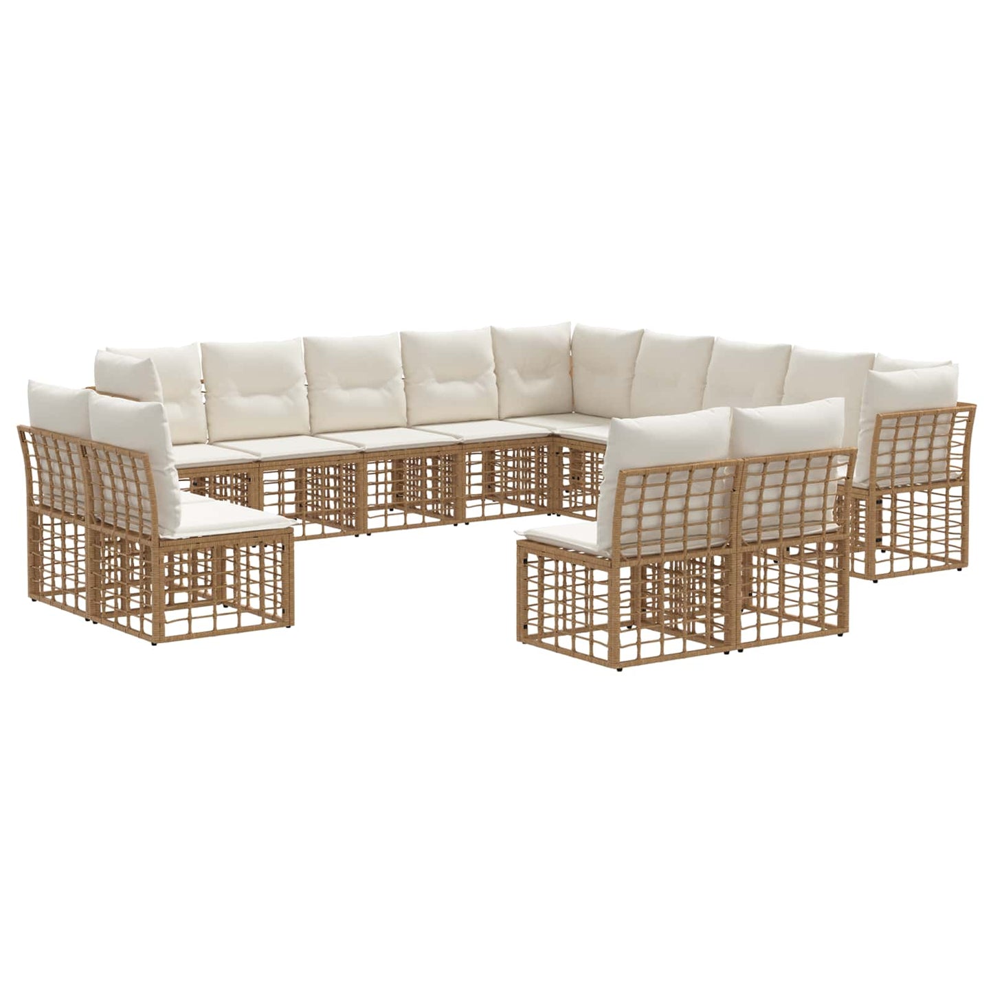 Set di divani da esterno Naturale e Bianco Crema Poliestere | homemem39