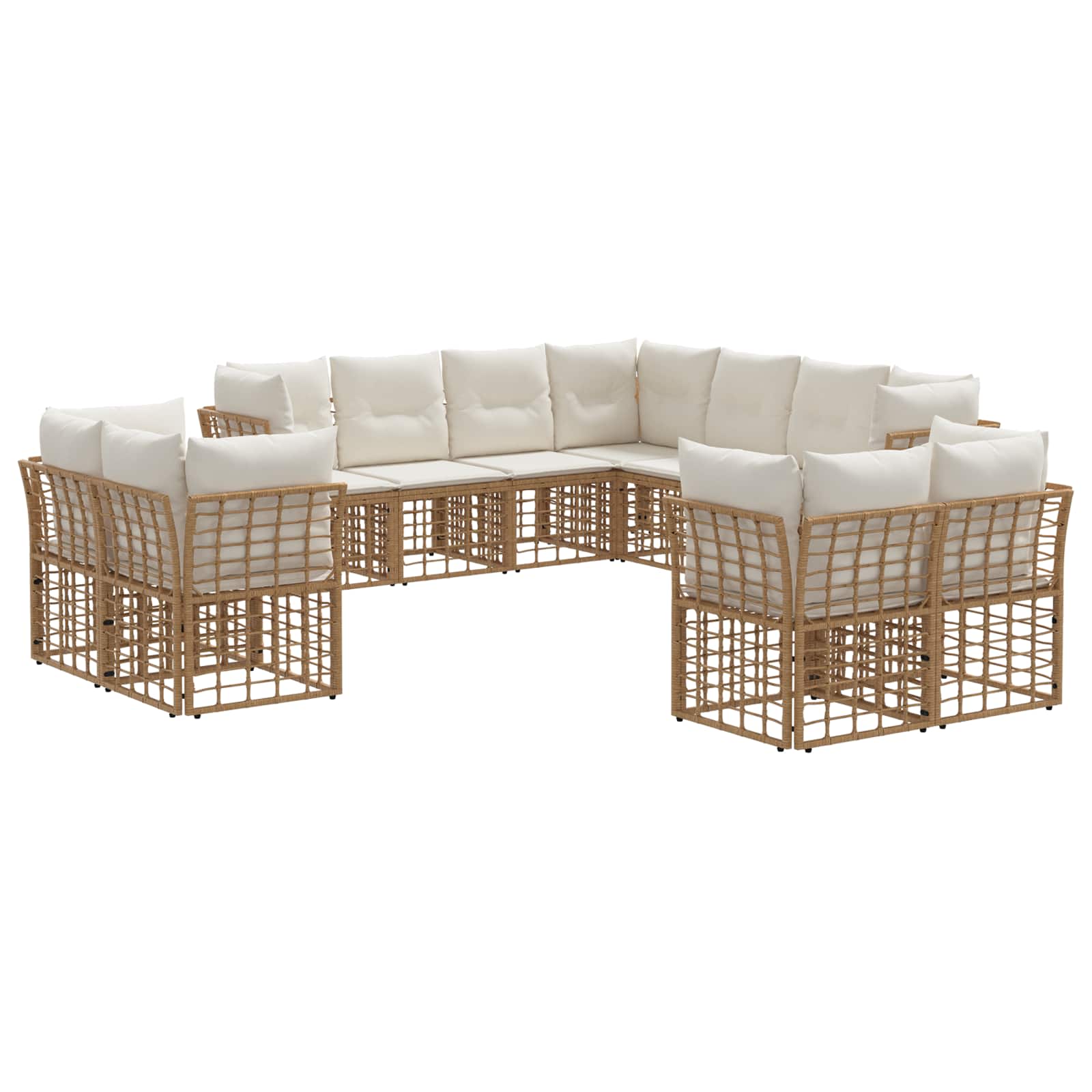Set di divani da esterno Naturale e Bianco Crema Poliestere | homemem39