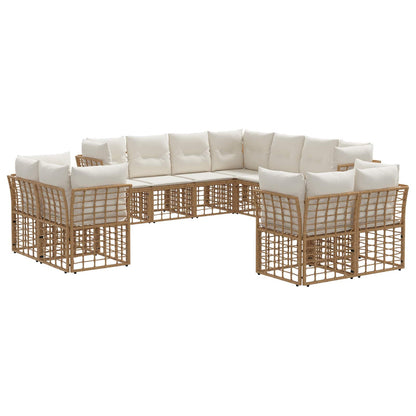 Set di divani da esterno Naturale e Bianco Crema Poliestere | homemem39
